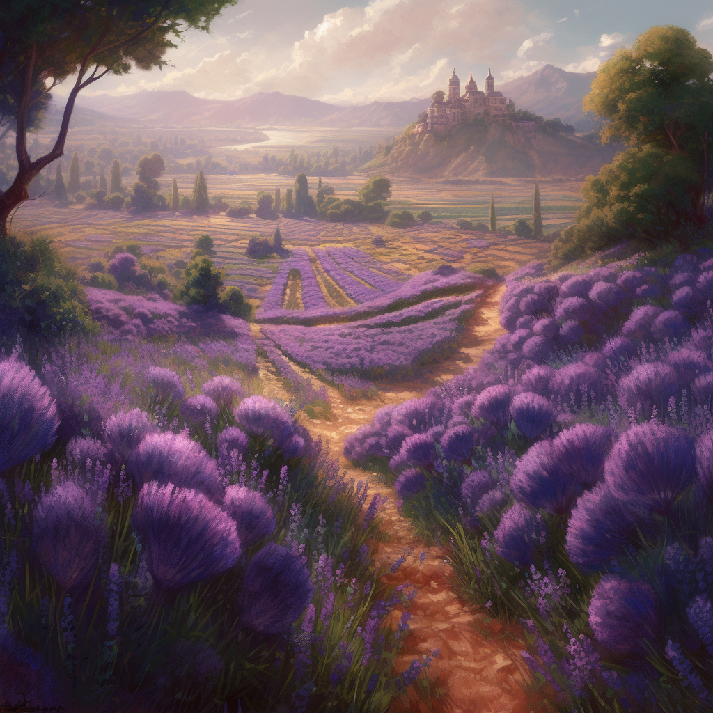 Beautiful Lavender Fields Artwork Hyperrealism