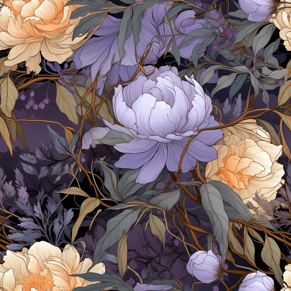 Lavender flower art nouveau illustration