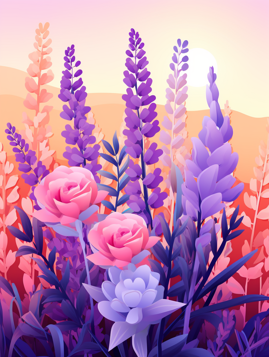 Vibrant lavender flower plant illustration