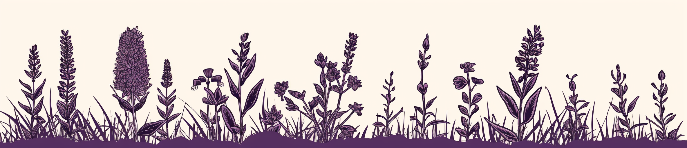 Lavender plant illustration in Americana style