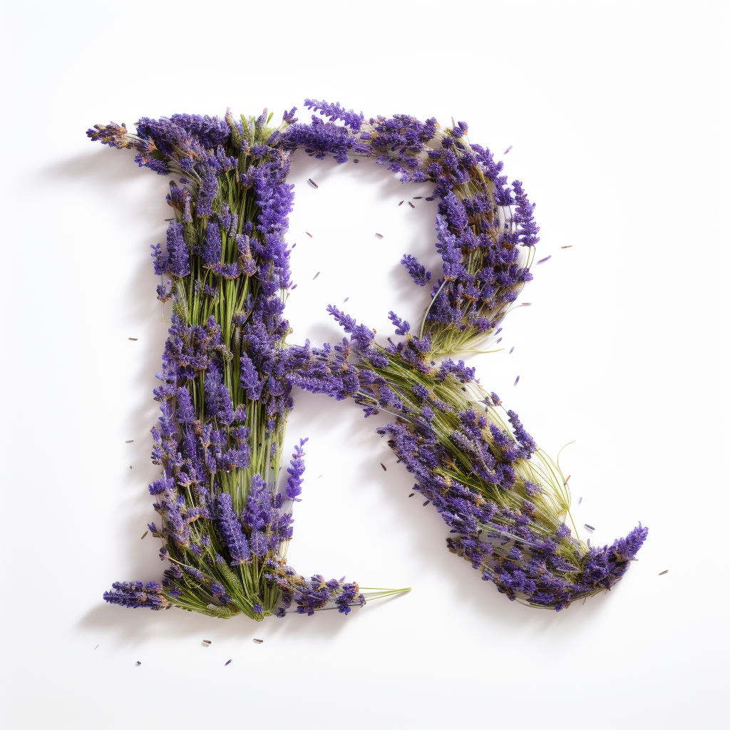 Lavender plants spelling letter A