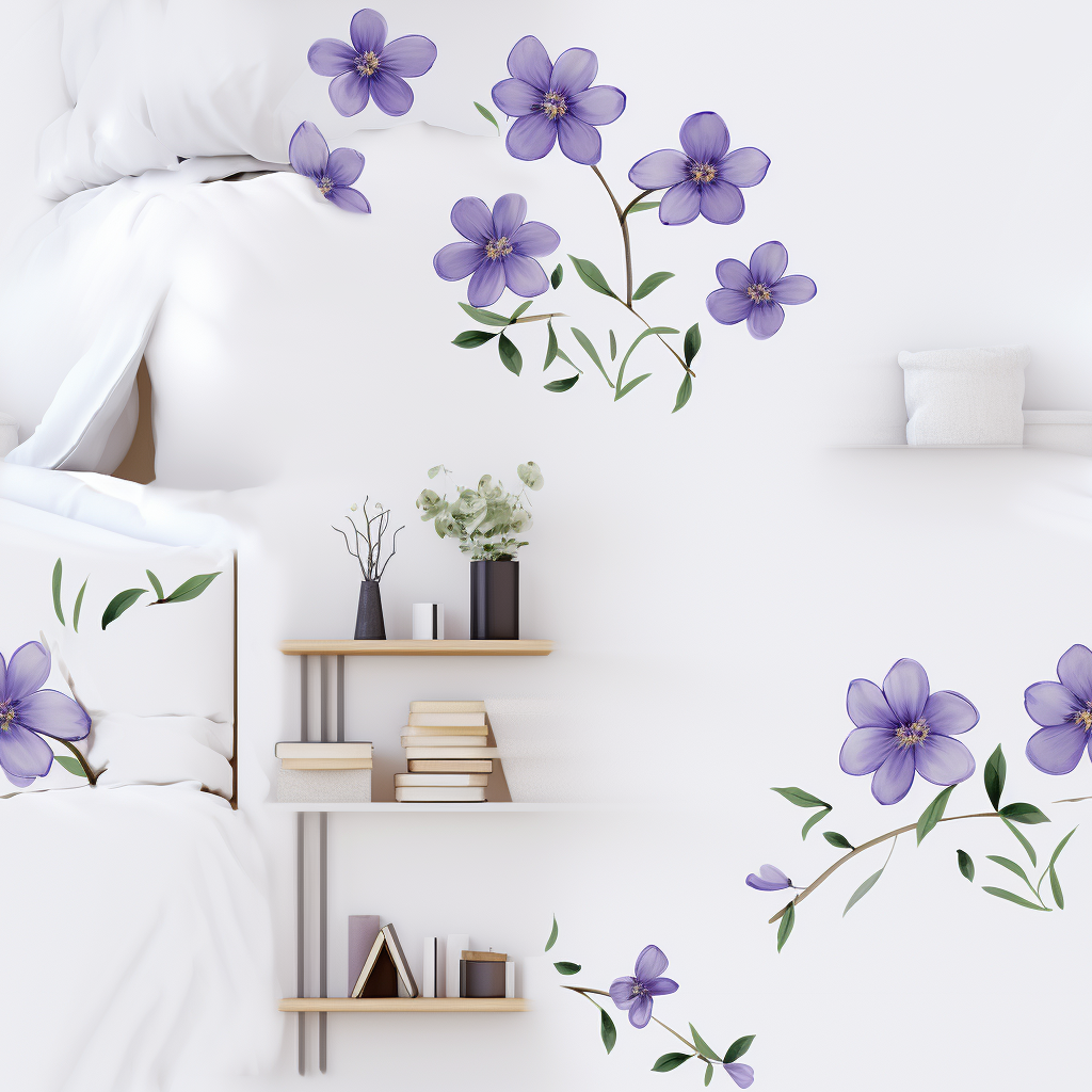 Small Boho Lavender Violets on White Background