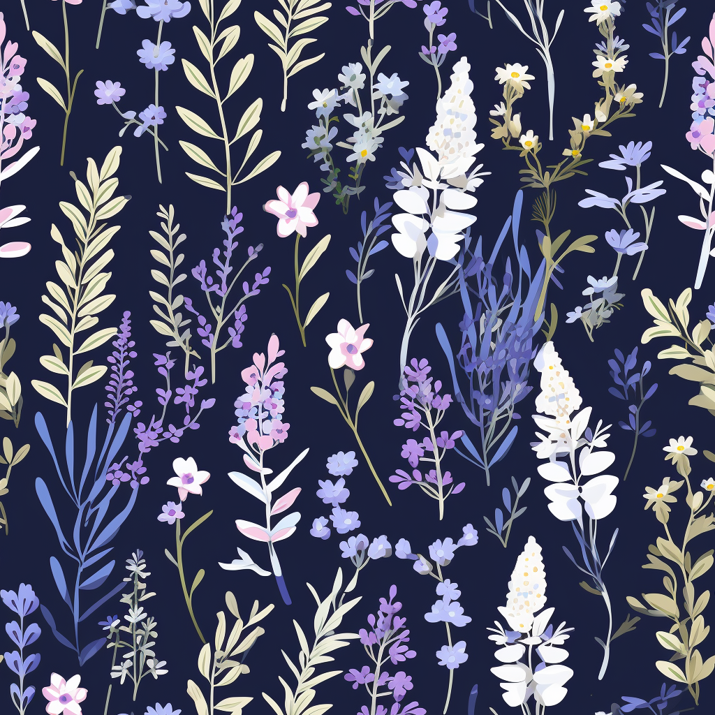 Illustration of Lavender and Wildflower Blooms