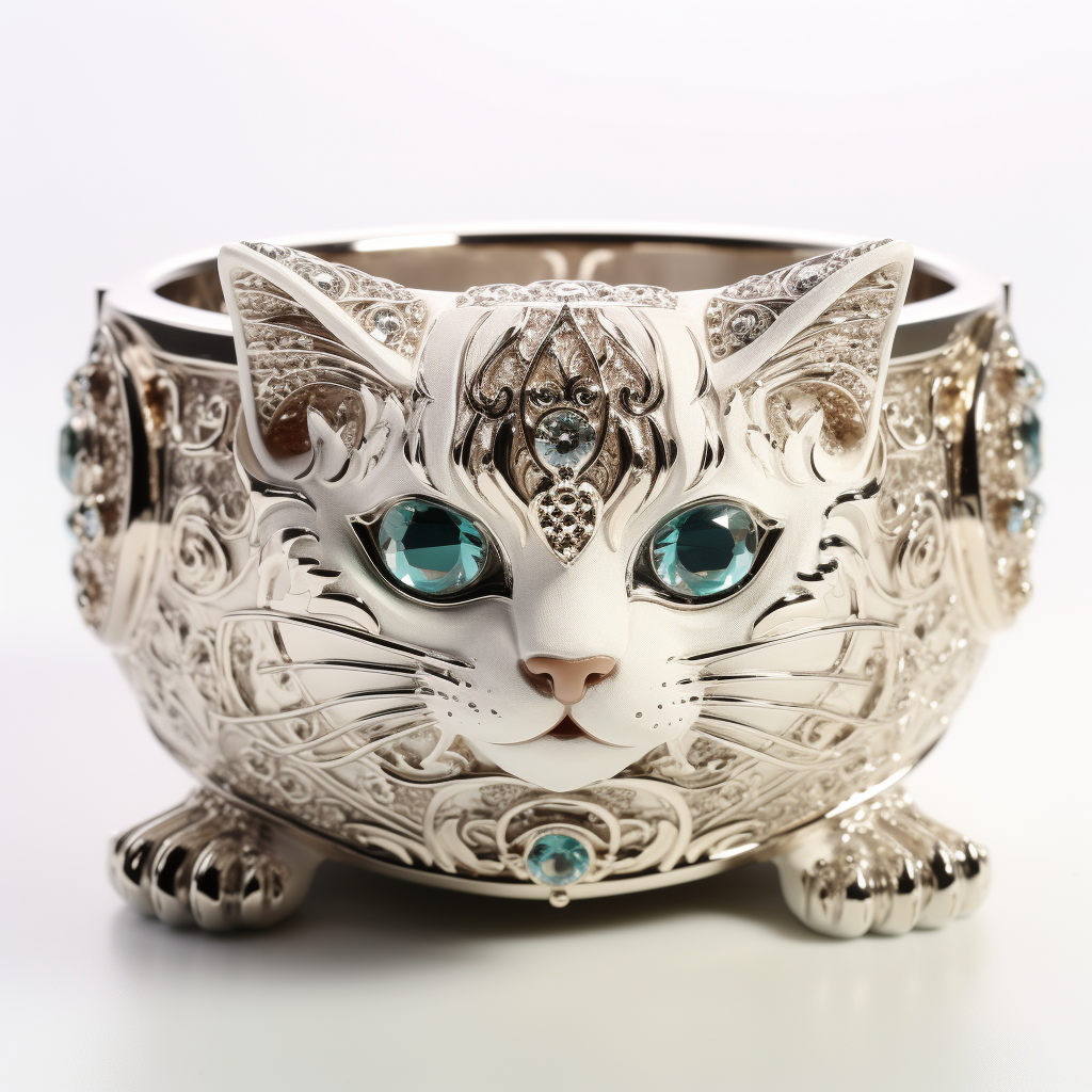 Lavish cat bowl with Swarovski crystals.