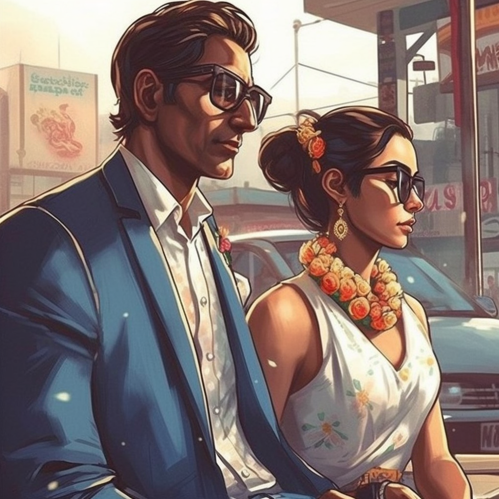 Indian Lawyer Girl and Gamer Guy in GTA Style