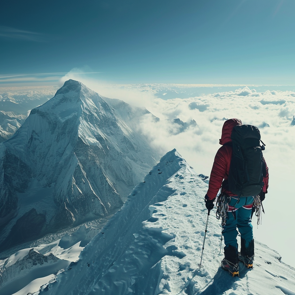 Lawyer posing on Mount Everest