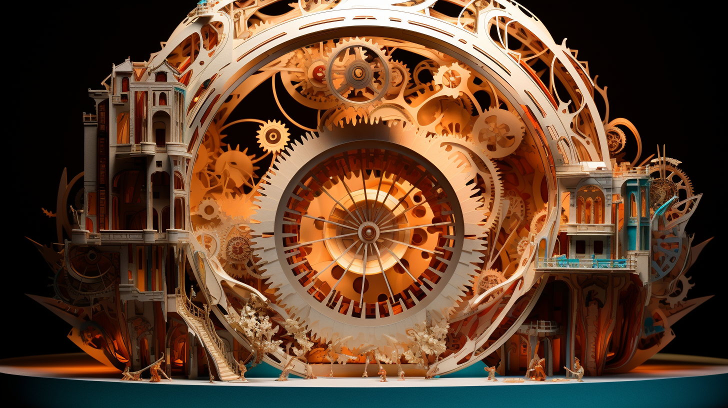 Layered Paper Art Clockwork Computer