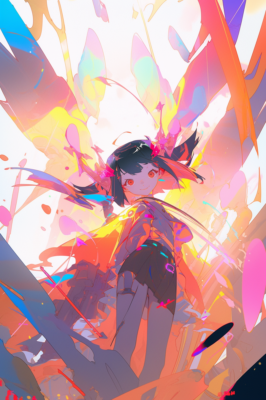 Vibrant manga-inspired light rays