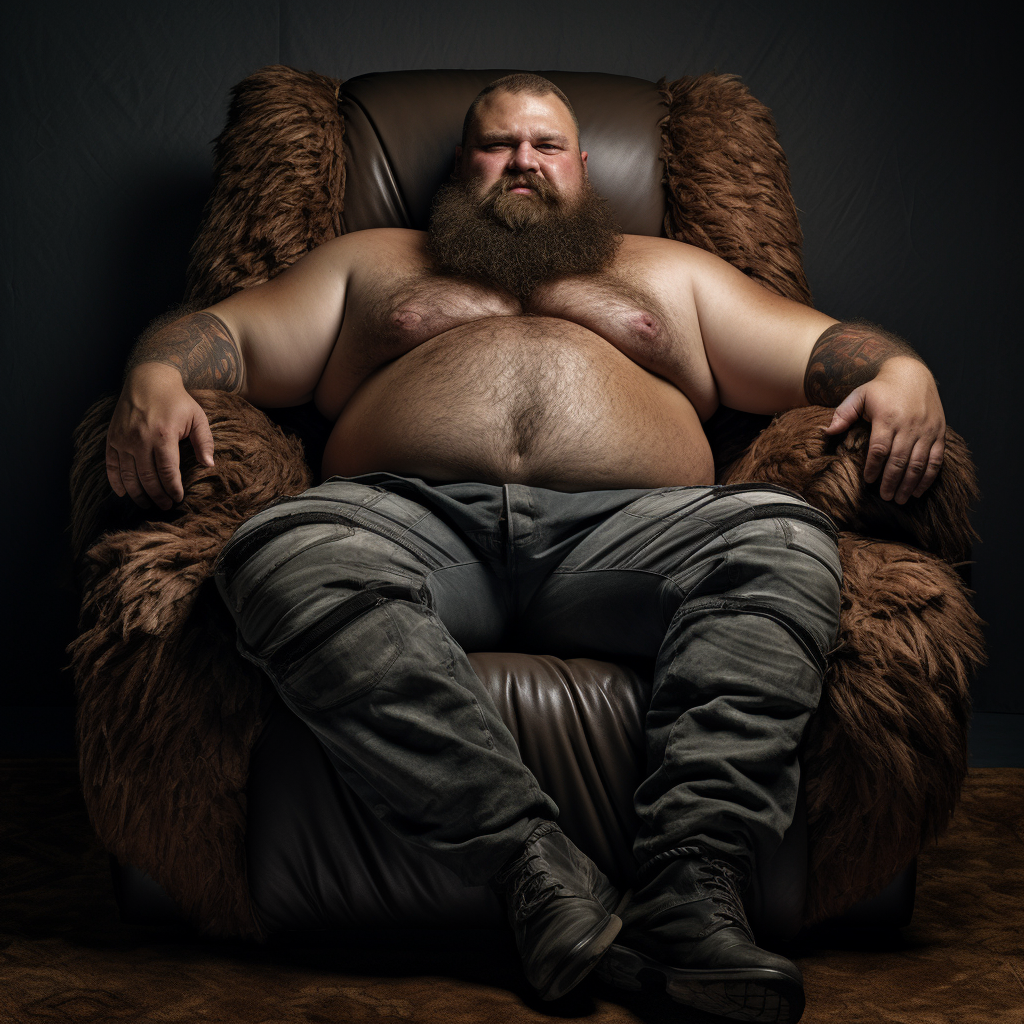 Rotund man with recliner beard