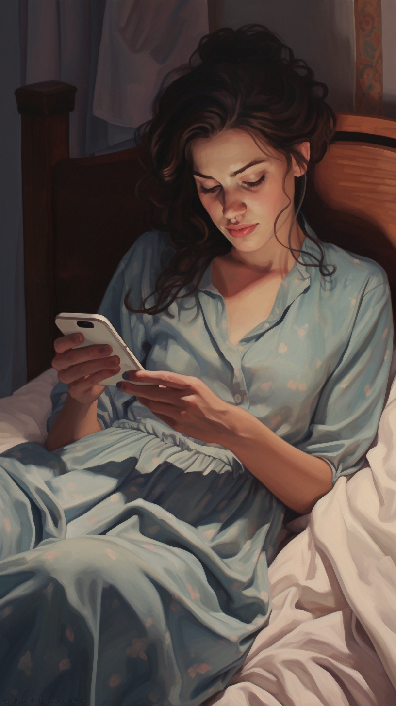 Woman on bed using smartphone