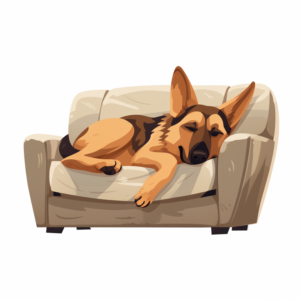 Cartoon dog sleeping on sofa