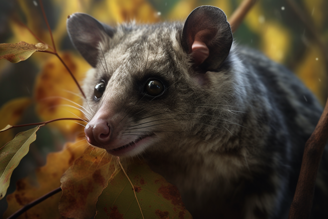 Cute Leadbeaters Possum with Gum Leaves Fur