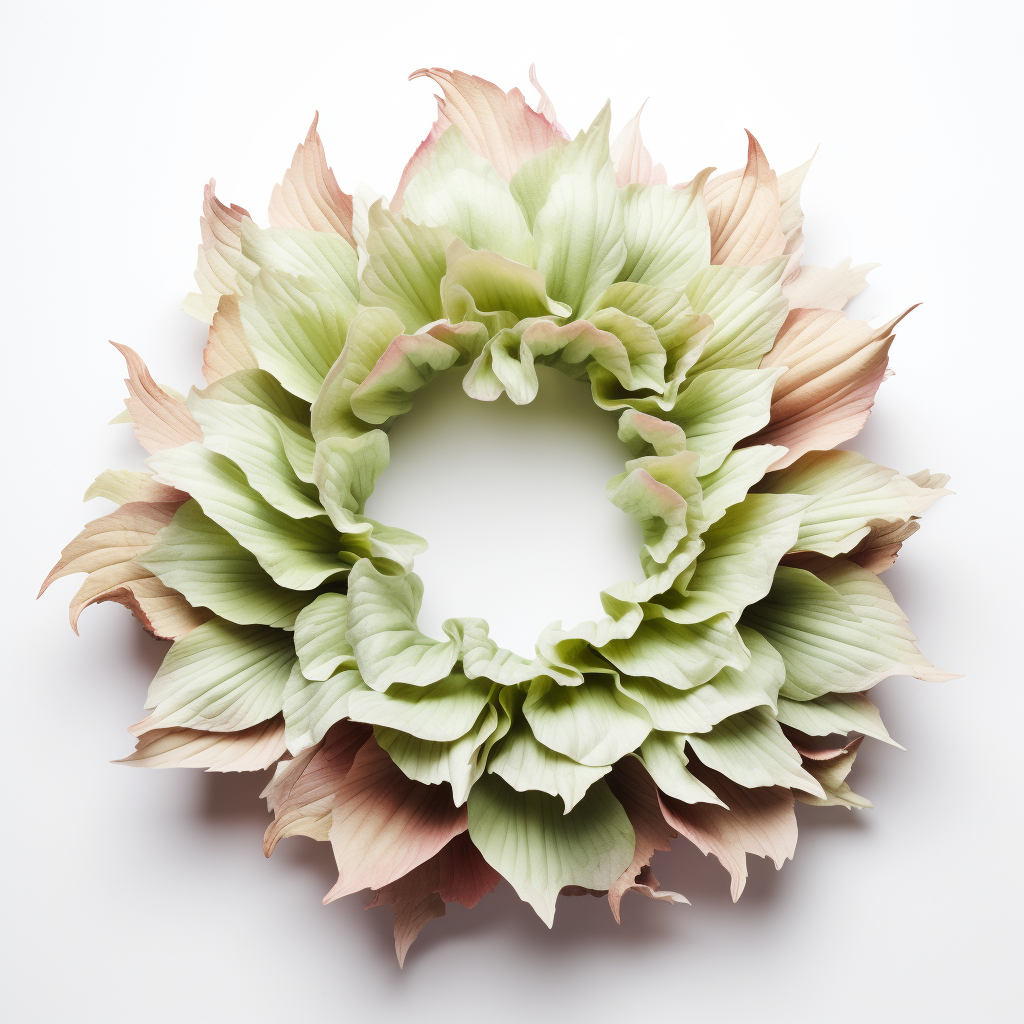 Beautiful leaf crown with large flower centerpiece