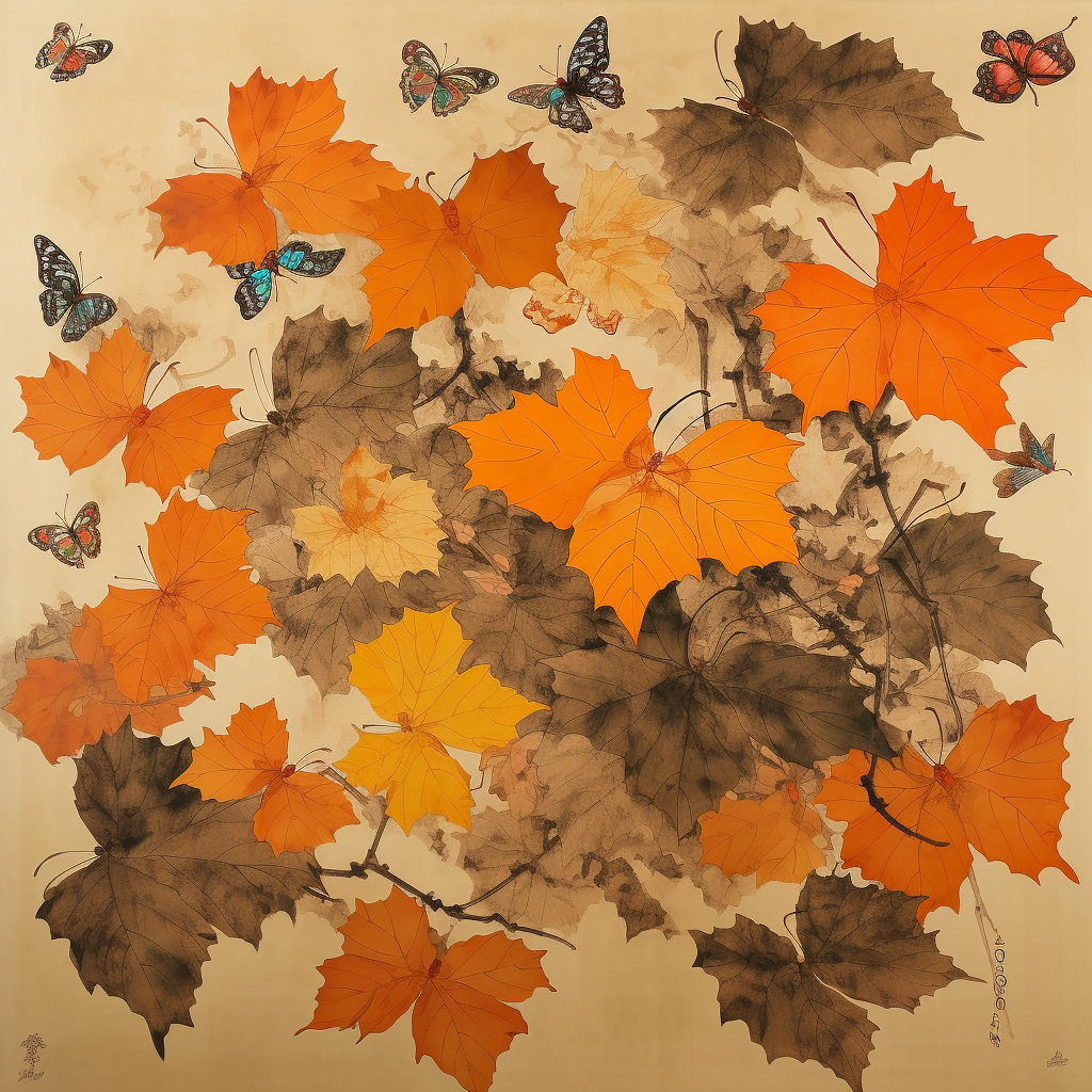 Colorful leaf painting artwork