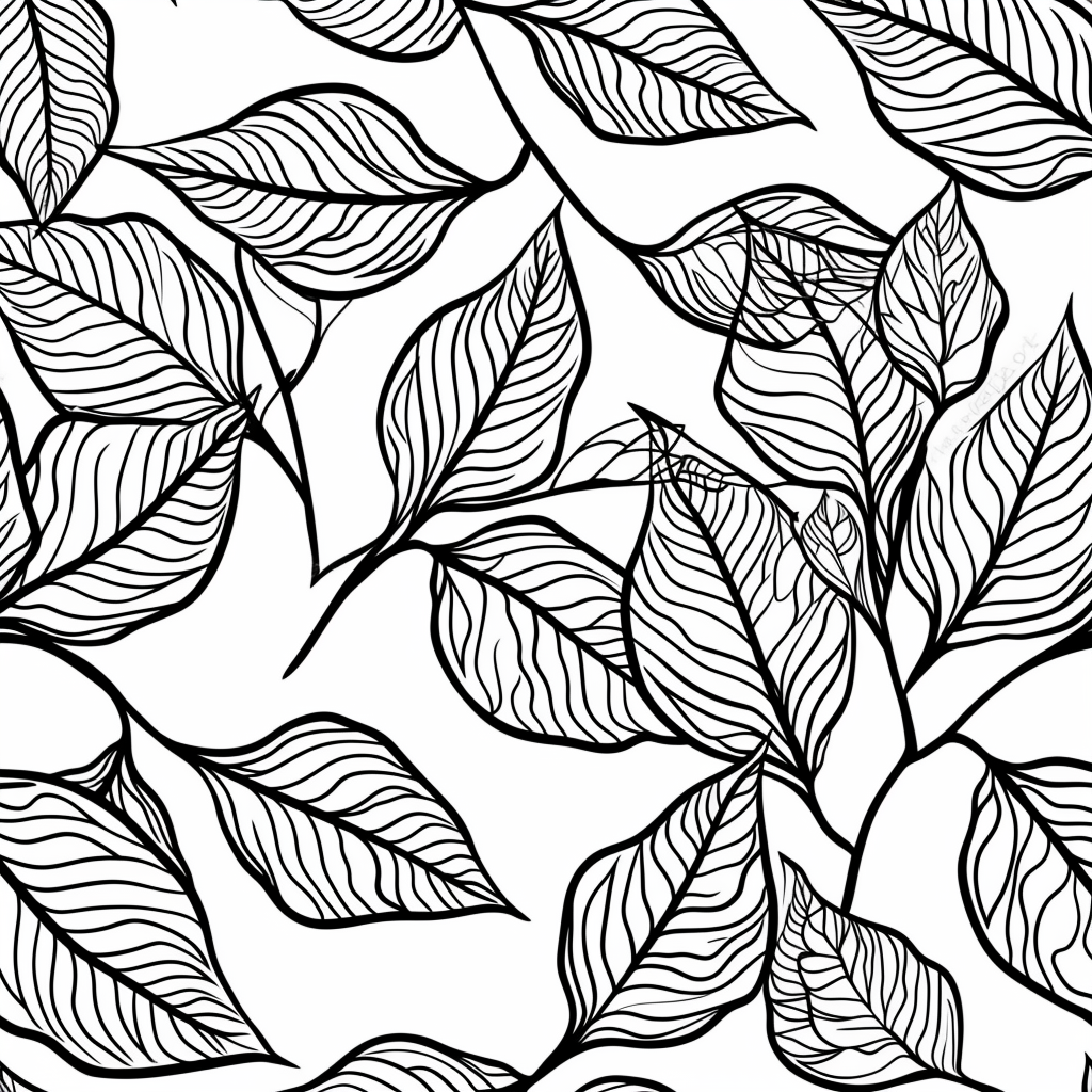 Leaf Pattern Coloring Page Template