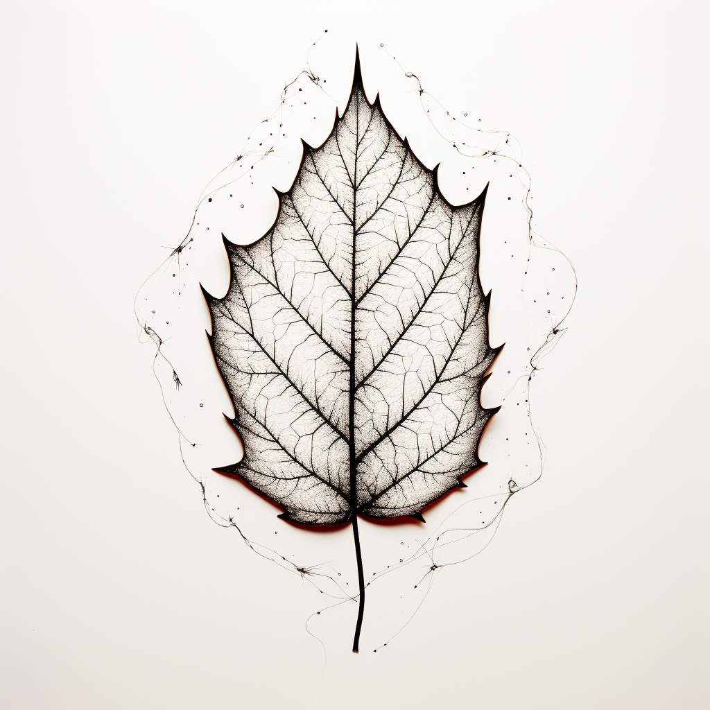 Simple 2D leaf with lightning bolt veins