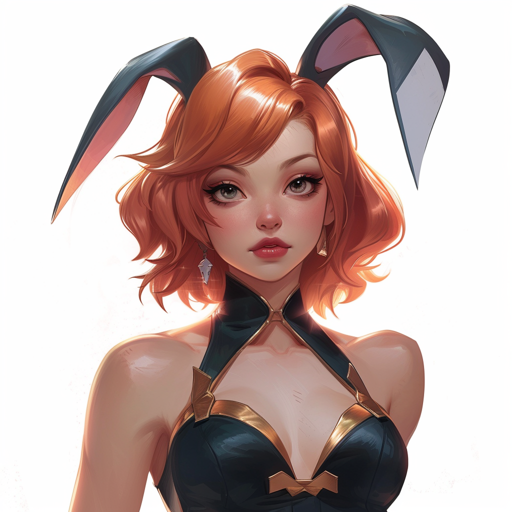 League of Legends art style with rabbit witch youth