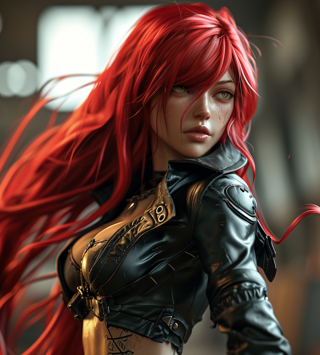 Katarina from League of Legends with red hair