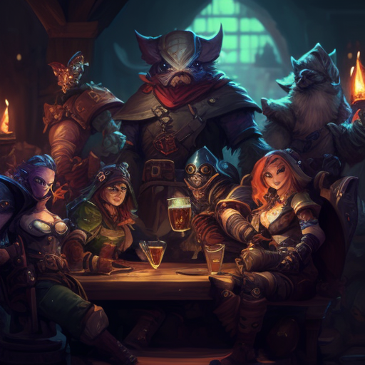 Group of League of Legends Champions enjoying drinks