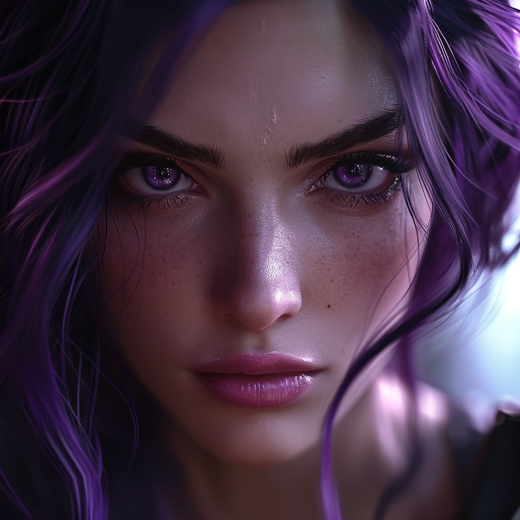 League of Legends Female Character in Realistic Purple