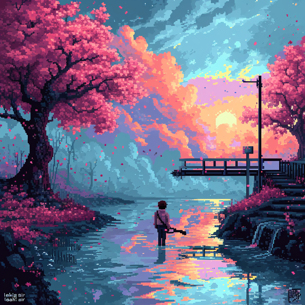 Pixel art album cover for  Leaking Air  song