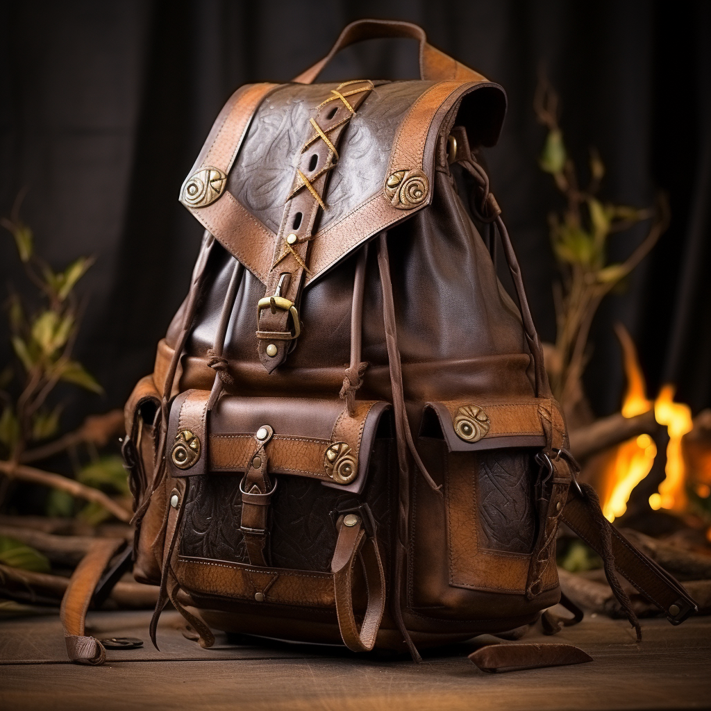 Leather rucksack medieval fantasy