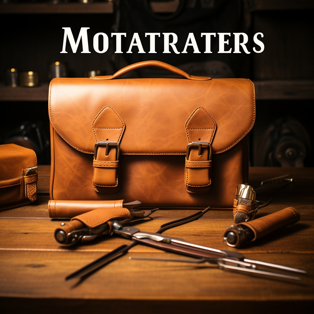 Leather Toolkit with 'Masters' Logo on Table