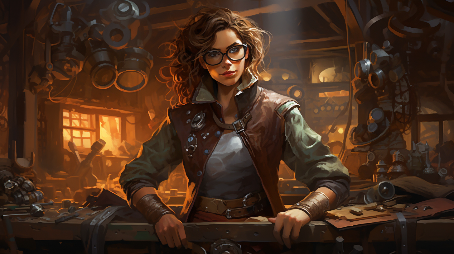 Image of a nervous leatherworker girl with goggles