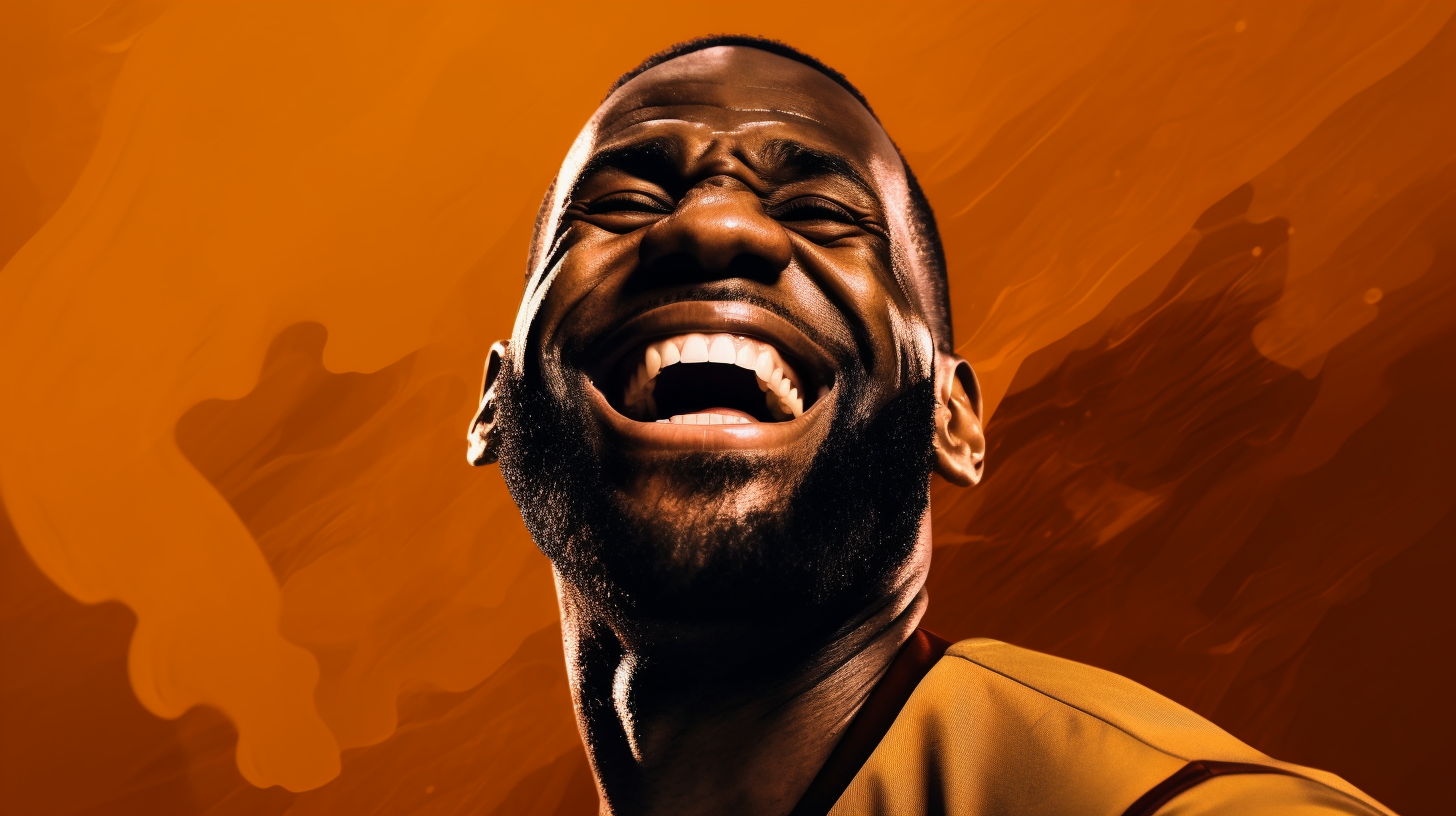 Smiling Lebron James in Orange Studio