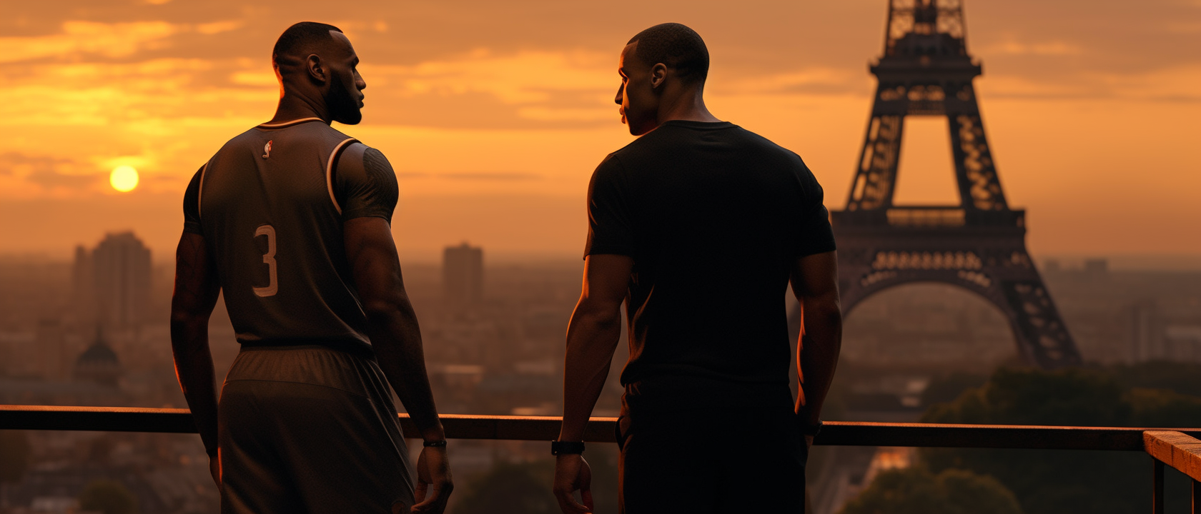 LeBron James and Stephen Curry admiring sunset in Paris