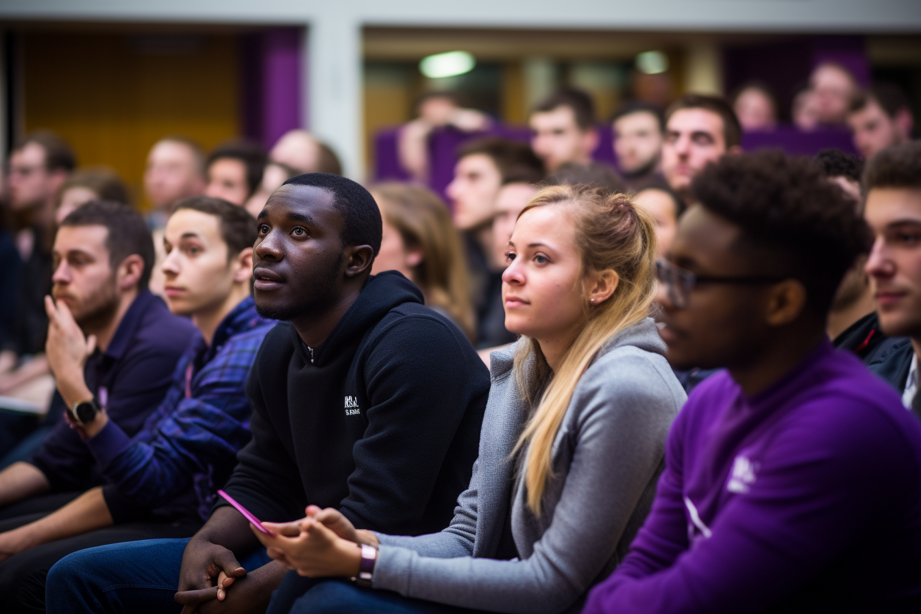 Young people engaged in diverse lecture room