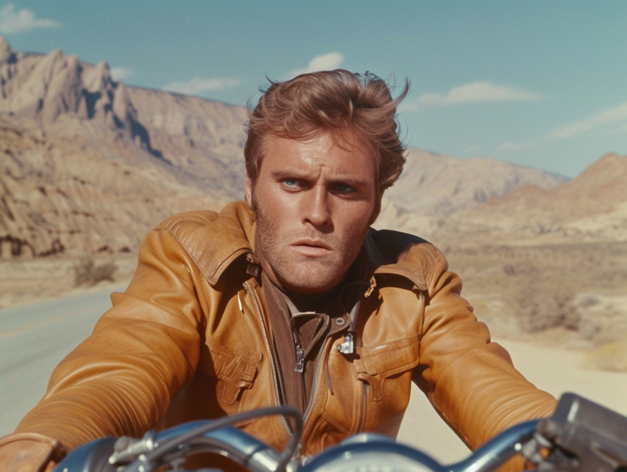 Lee Majors on motorcycle