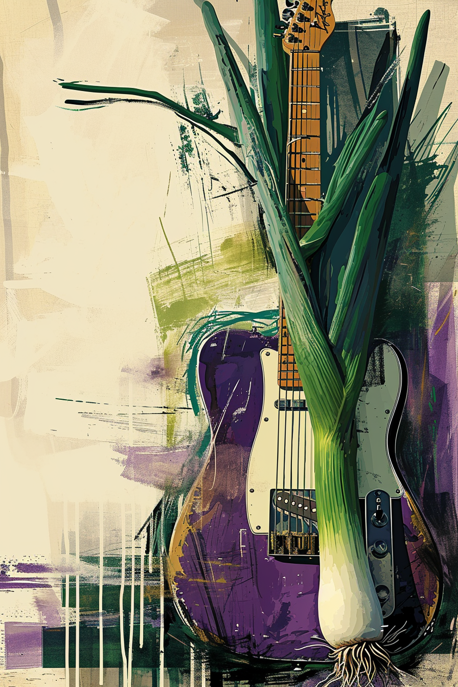 Leek and Guitar Artwork Painting