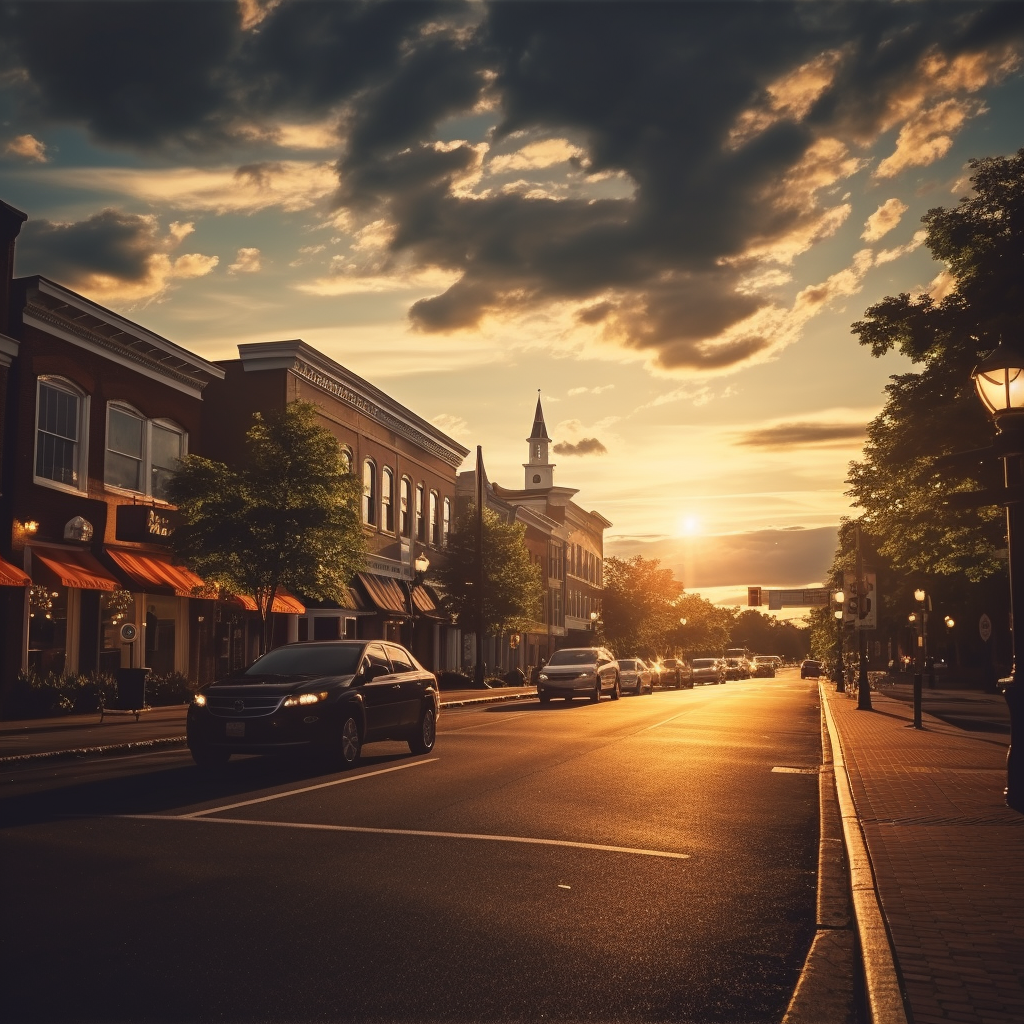 Beautiful cinematic view of Leesburg, VA