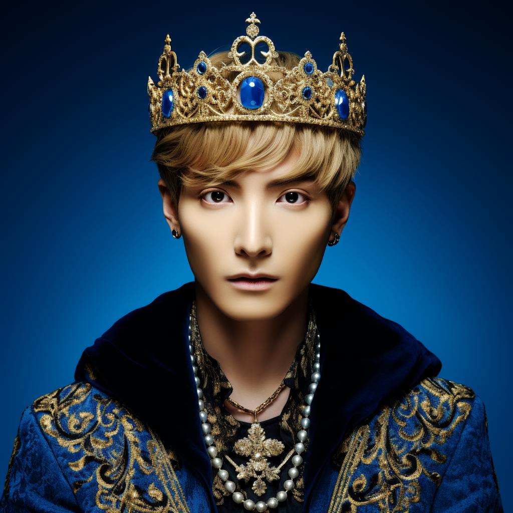 Leeteuk Super Junior Wearing Crown Blue Background