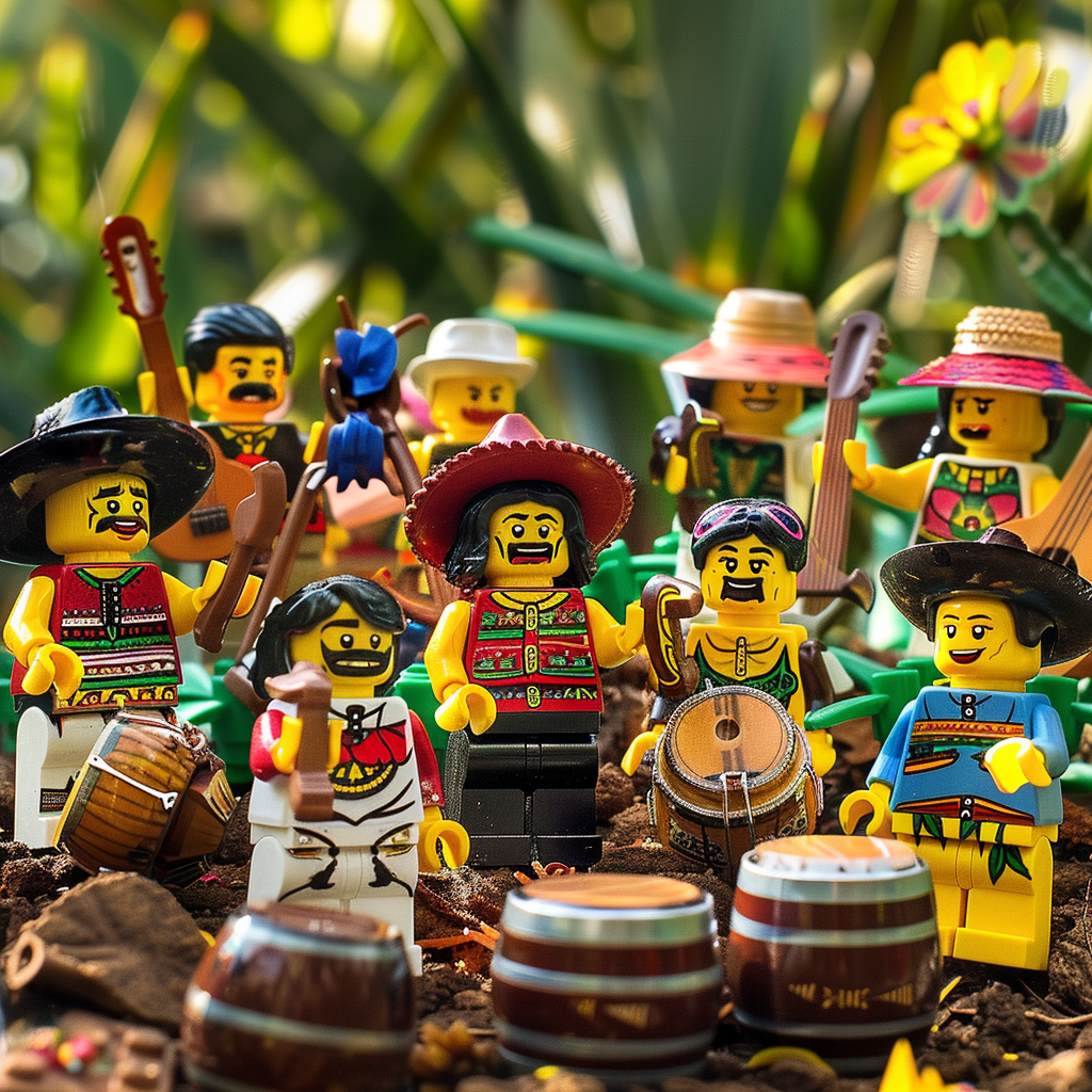 Lego band in traditional attire