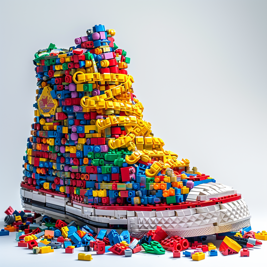 Lego shoe made with blocks