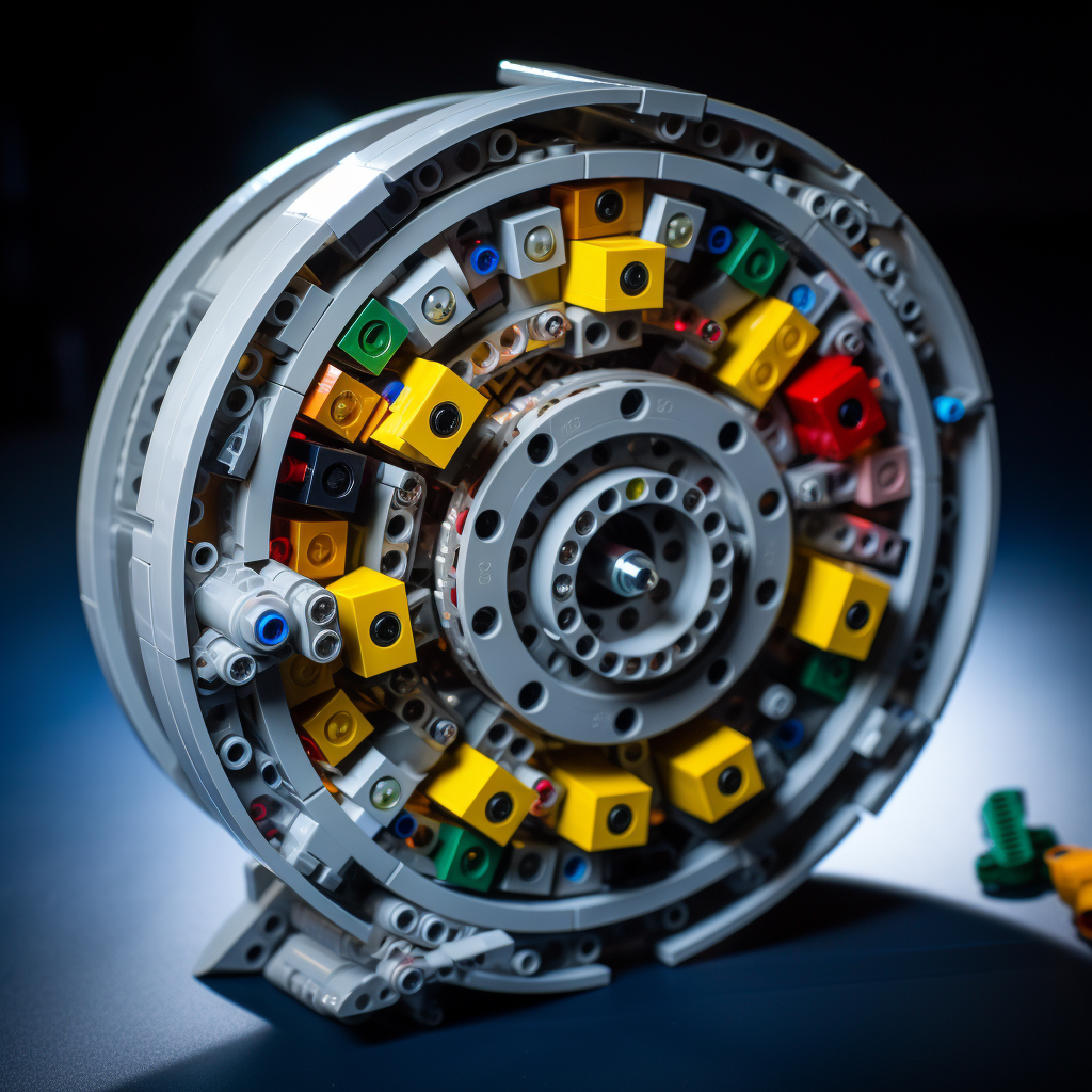 Lego brick toy with dramatic light