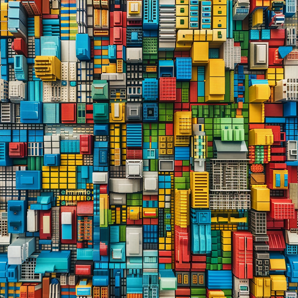 Lego cityscape aerial view abstract