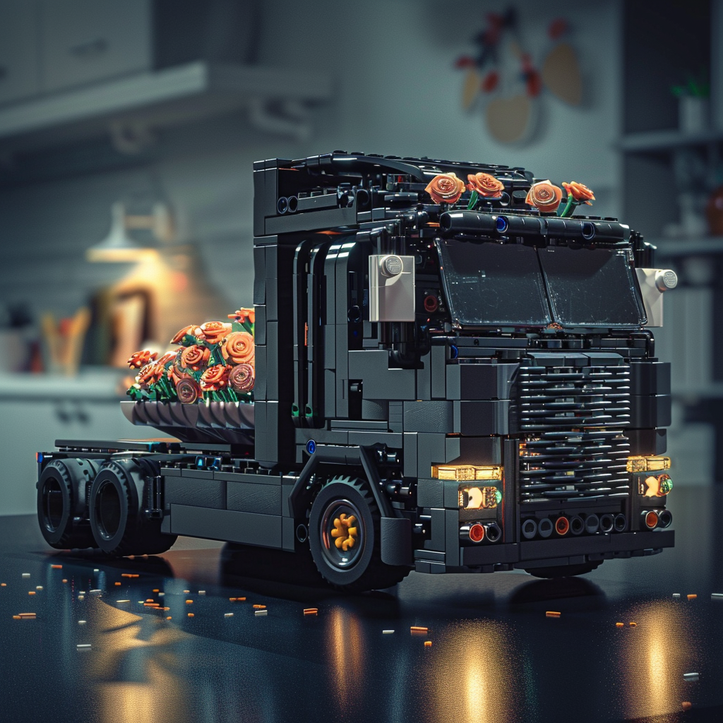 Dark Truck Model with Flowers