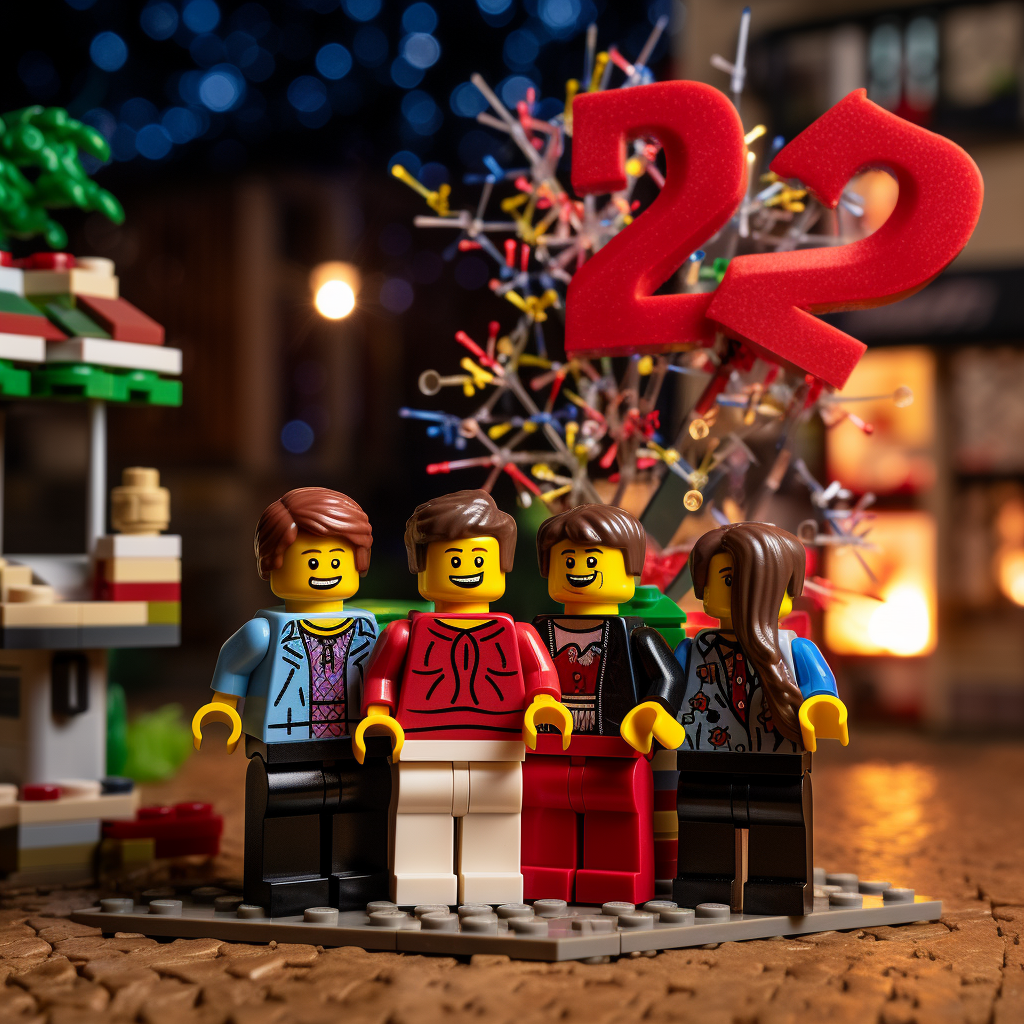 Lego Family Celebrating New Year 2024.