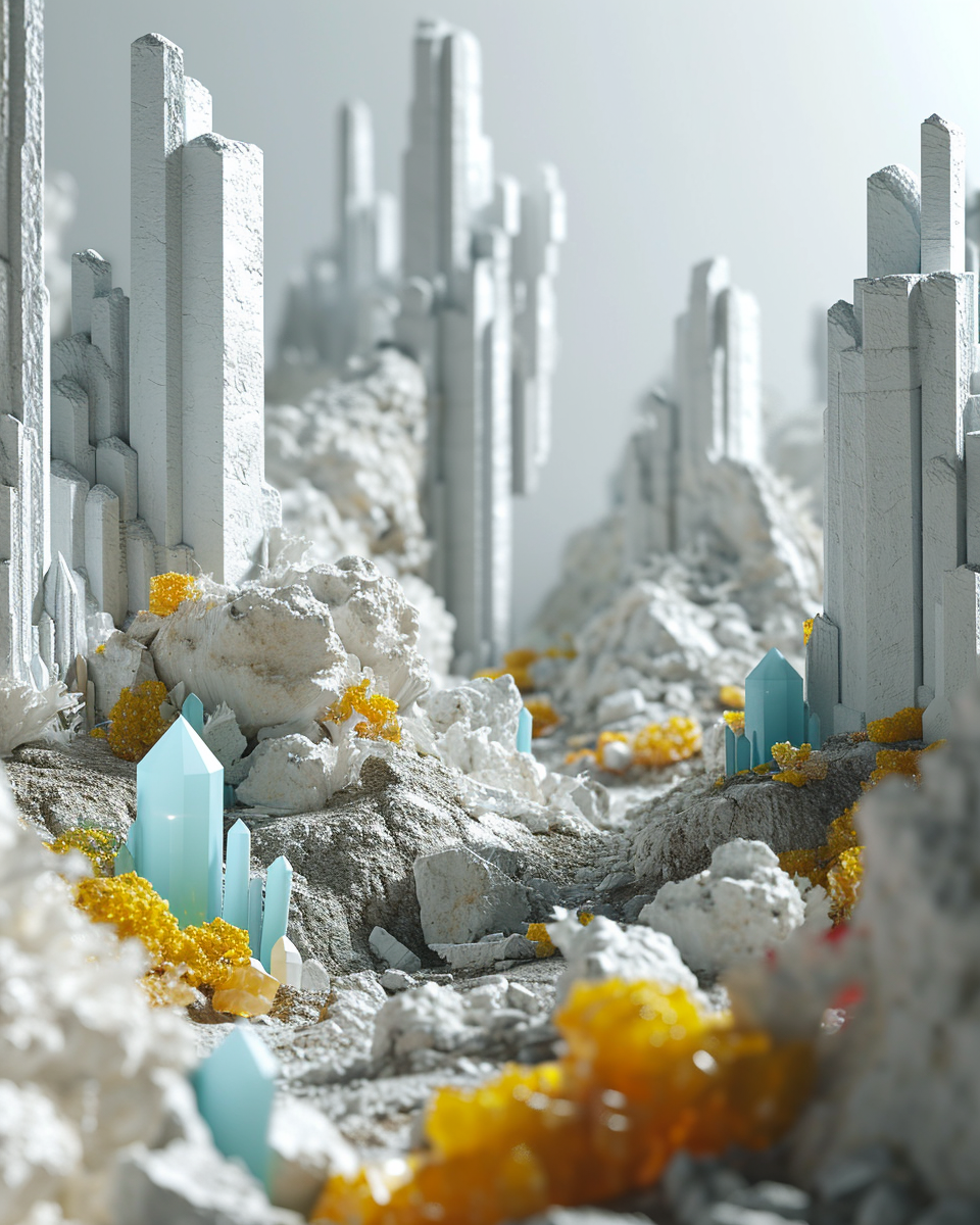 Lego landscape with surreal natural elements