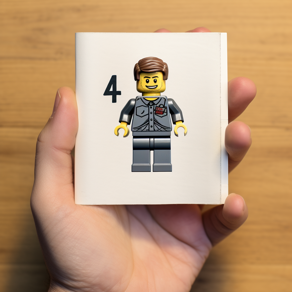 Hand-drawn Lego Mini Figure with Number 4