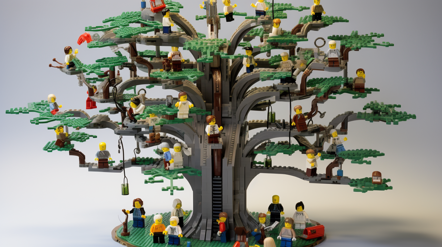 Lego librarians building family tree