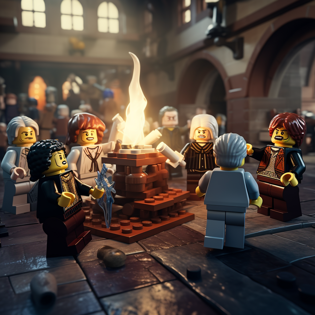 Lego Star Wars and Lego Harry Potter engage in an intense battle