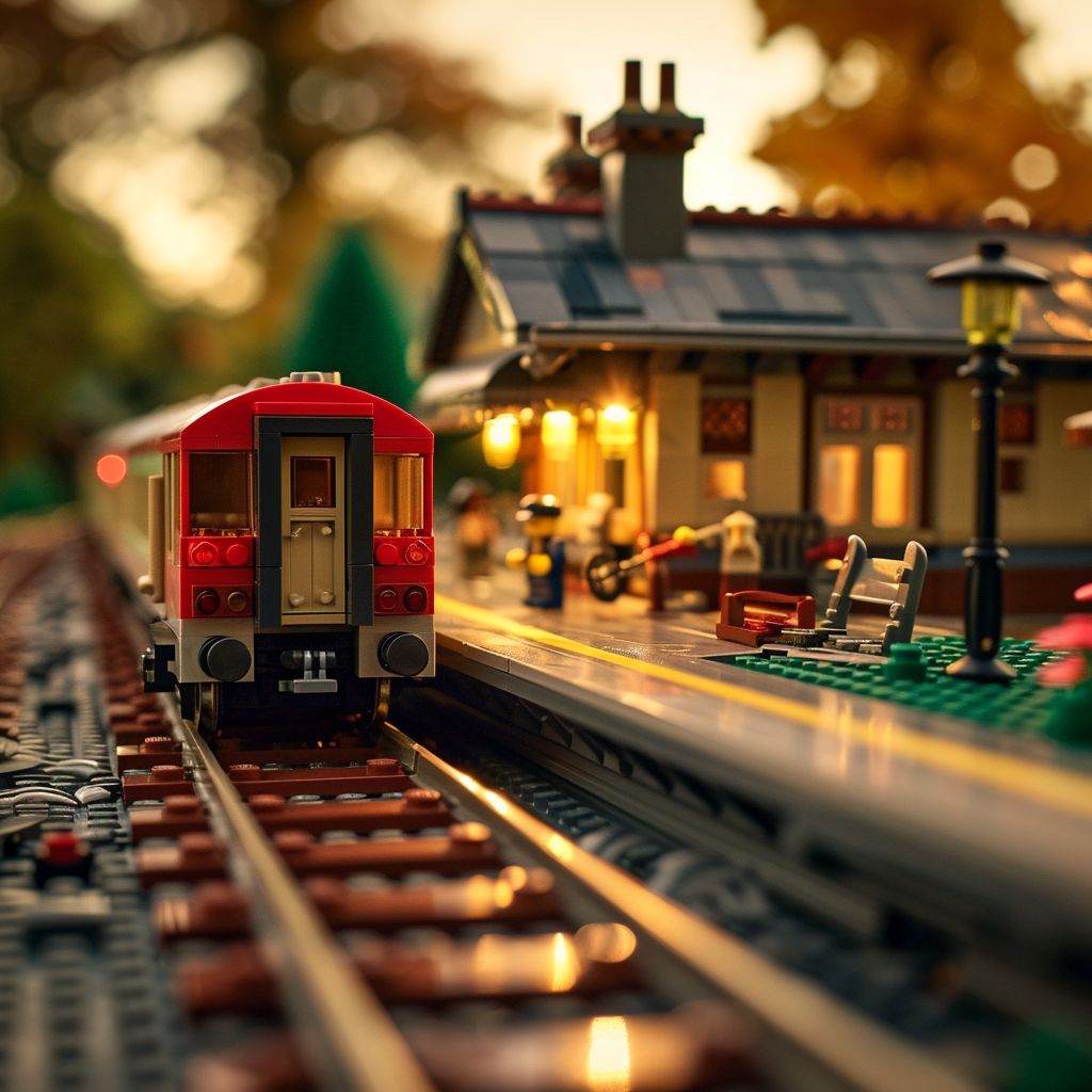 Lego Train Station in British Countryside