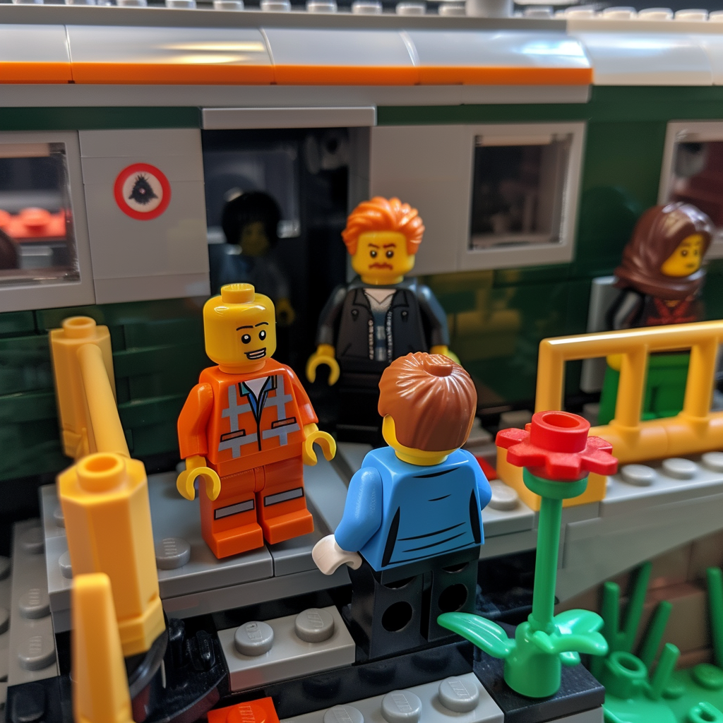 Lego Trainspotting Scene