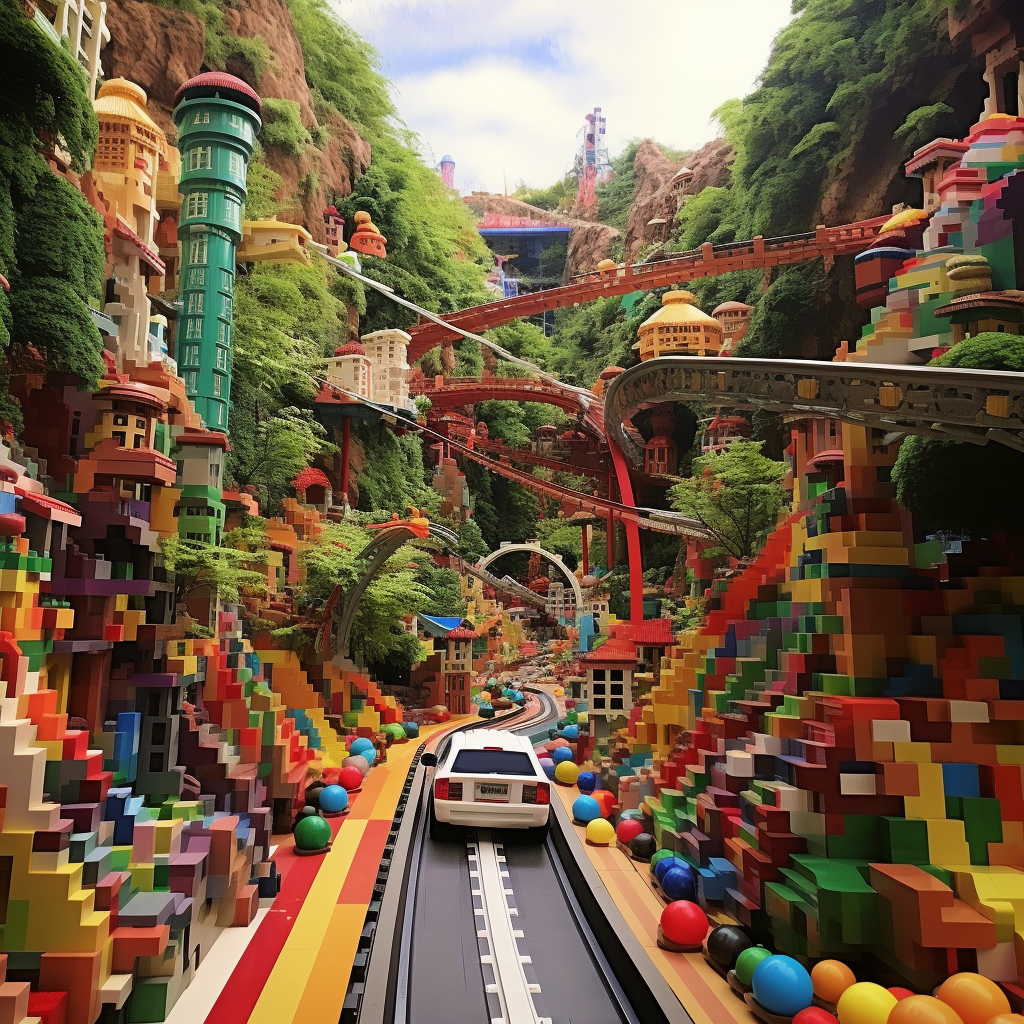 Colorful road through Lego wonderland