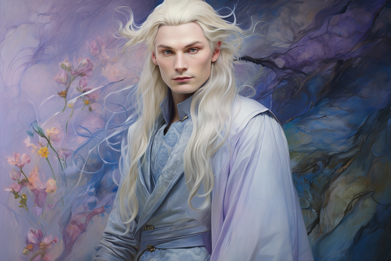 Legolas surrounded by purple shiny nature aura