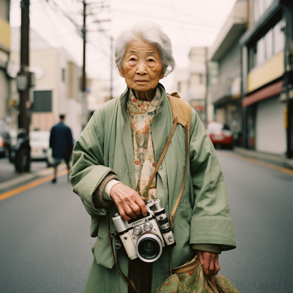 Elderwoman captured in a gloomy street snap